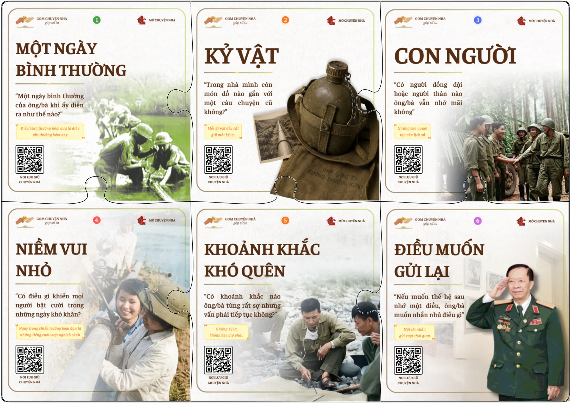 Bộ thẻ Mở chuyện nhà gồm 6 thẻ chủ đề